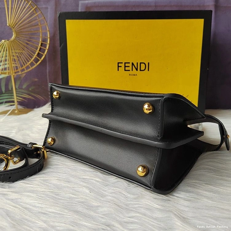 Cheap HOT Bag Leather Petite Peekaboo ISeeU In Fendi Black Nappa 0711